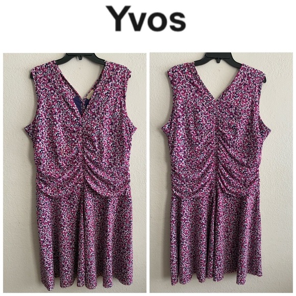 Yvos Multicolor Print Sleeveless Dress 14/16 - Picture 1 of 16